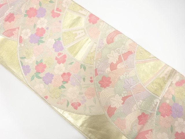 JAPANESE KIMONO / ANTIQUE FUKURO OBI / SILK / WOVEN WHEEL PATTERN